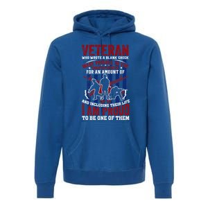 Proud Veteran Us Flag Memorial Day 4th Of July Veteran's Day Meaningful Gift Premium Hoodie