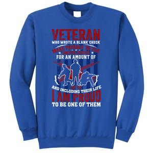 Proud Veteran Us Flag Memorial Day 4th Of July Veteran's Day Meaningful Gift Tall Sweatshirt