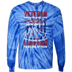 Proud Veteran Us Flag Memorial Day 4th Of July Veteran's Day Meaningful Gift Tie-Dye Long Sleeve Shirt