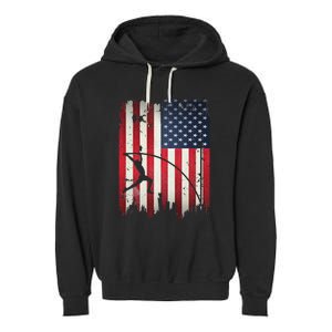 Pole Vault USA American Flag 4th of July Jump Sports Gift Garment-Dyed Fleece Hoodie