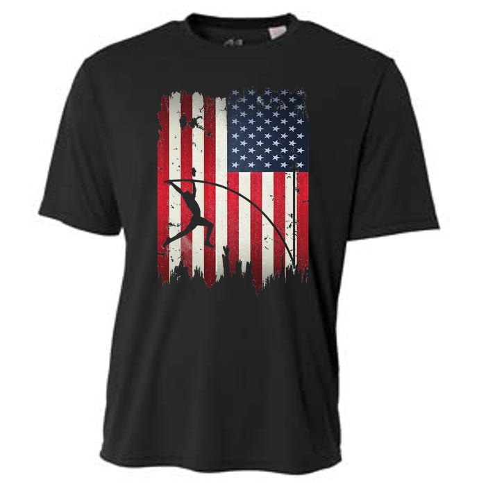 Pole Vault USA American Flag 4th of July Jump Sports Gift Cooling Performance Crew T-Shirt