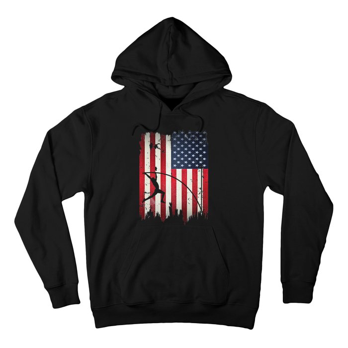 Pole Vault USA American Flag 4th of July Jump Sports Gift Hoodie