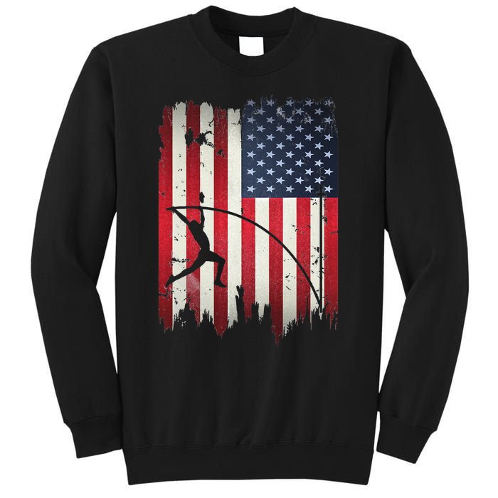 Pole Vault USA American Flag 4th of July Jump Sports Gift Sweatshirt