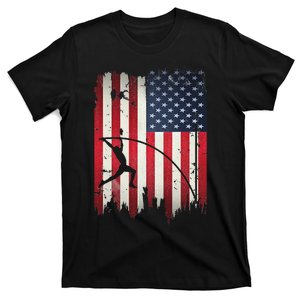 Pole Vault USA American Flag 4th of July Jump Sports Gift T-Shirt