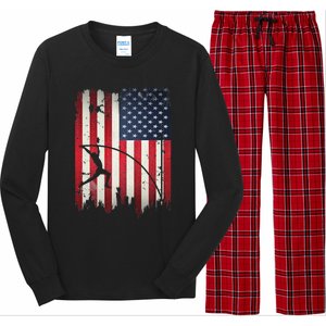 Pole Vault USA American Flag 4th of July Jump Sports Gift Long Sleeve Pajama Set