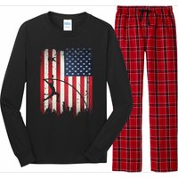 Pole Vault USA American Flag 4th of July Jump Sports Gift Long Sleeve Pajama Set