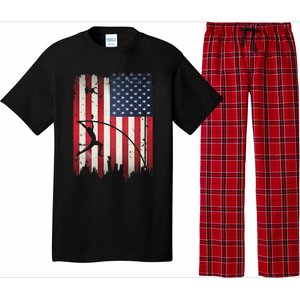 Pole Vault USA American Flag 4th of July Jump Sports Gift Pajama Set