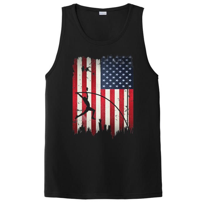 Pole Vault USA American Flag 4th of July Jump Sports Gift PosiCharge Competitor Tank