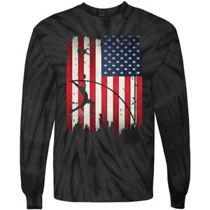 Pole Vault USA American Flag 4th of July Jump Sports Gift Tie-Dye Long Sleeve Shirt