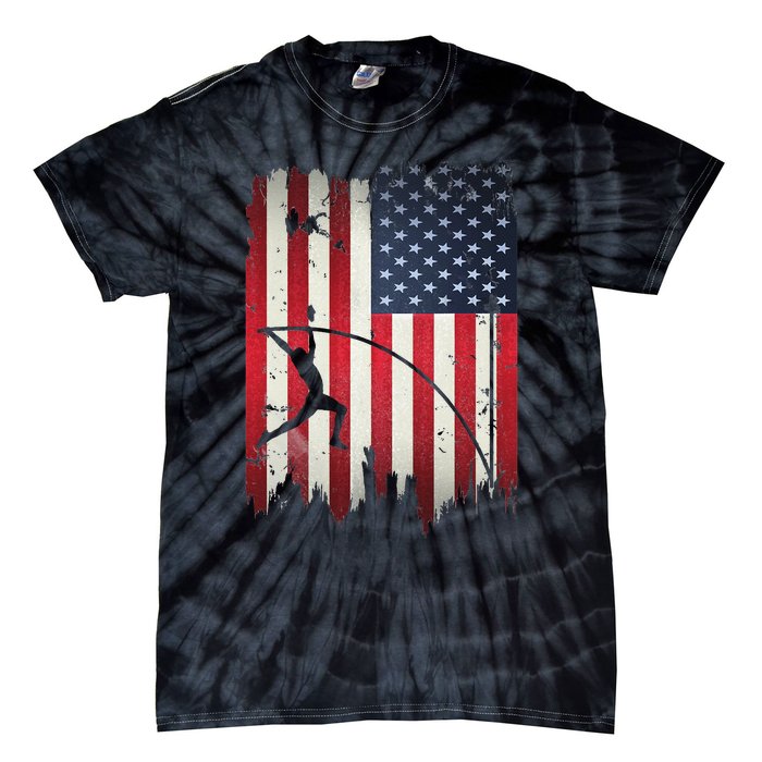 Pole Vault USA American Flag 4th of July Jump Sports Gift Tie-Dye T-Shirt