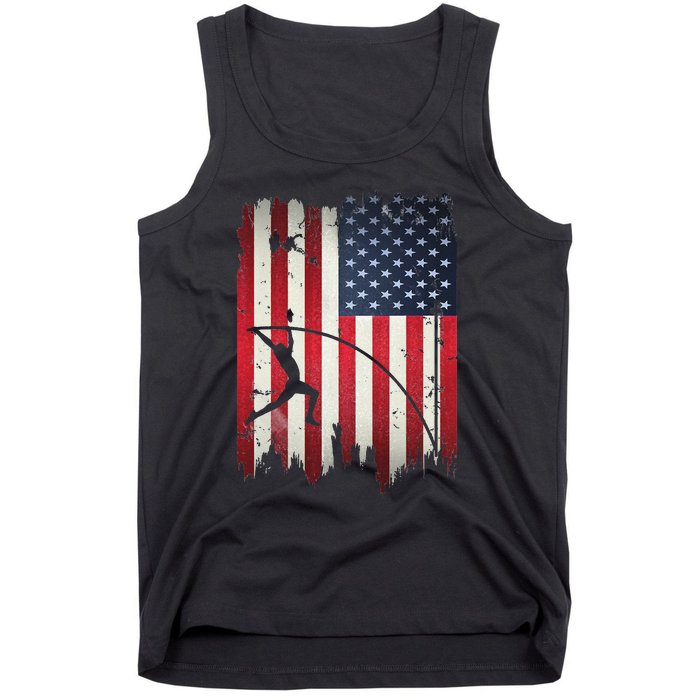 Pole Vault USA American Flag 4th of July Jump Sports Gift Tank Top