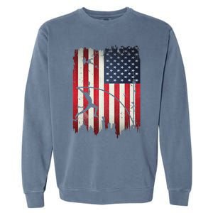 Pole Vault USA American Flag 4th of July Jump Sports Gift Garment-Dyed Sweatshirt