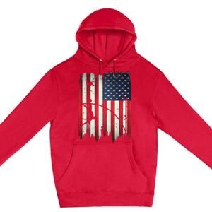 Pole Vault USA American Flag 4th of July Jump Sports Gift Premium Pullover Hoodie