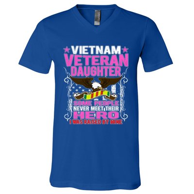 Proud Vietnam Veteran Daughter Gift I Was Raised By Mine Gift V-Neck T-Shirt