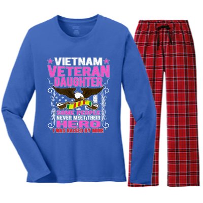 Proud Vietnam Veteran Daughter Gift I Was Raised By Mine Gift Women's Long Sleeve Flannel Pajama Set 