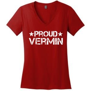 Proud Vermin Vote Blue 2024 Anti Trump Women's V-Neck T-Shirt