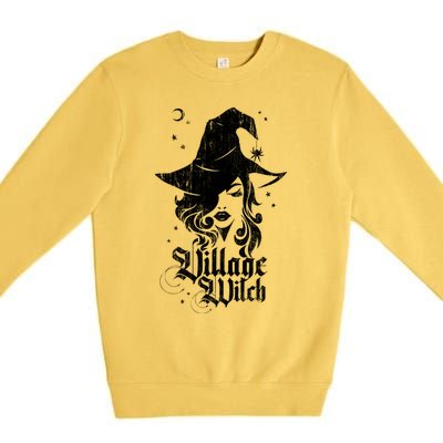 Pagan Vintage Village Witch Cool Gift Premium Crewneck Sweatshirt