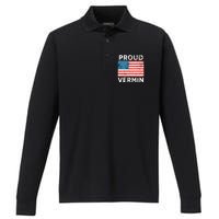 Proud Vermin Vote Blue 2024 Anti Trump Performance Long Sleeve Polo