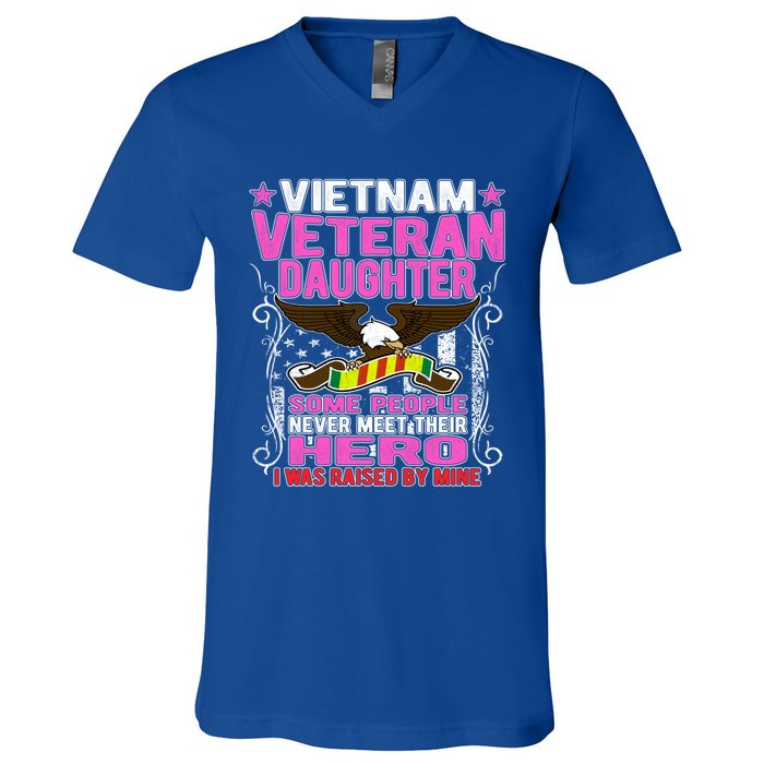 Proud Vietnam Veteran Daughter Gift Cool Gift I Was Raised By Mine Gift V-Neck T-Shirt