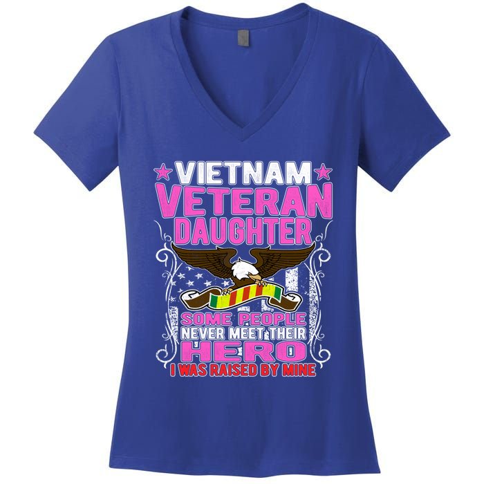 Proud Vietnam Veteran Daughter Gift Cool Gift I Was Raised By Mine Gift Women's V-Neck T-Shirt