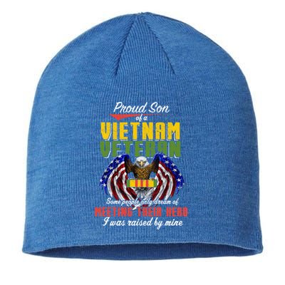 Proud Vietnam Veteran Son Raised By My Hero Veteran Day Funny Gift Sustainable Beanie