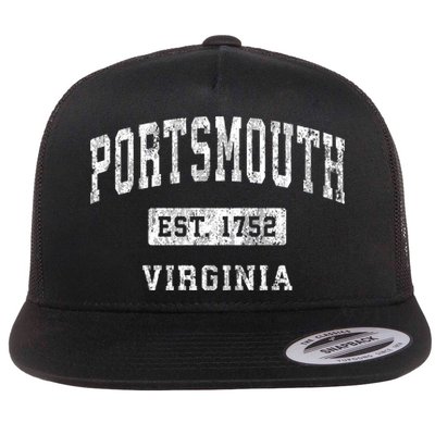 Portsmouth Virginia Va Vintage Established Sports Flat Bill Trucker Hat