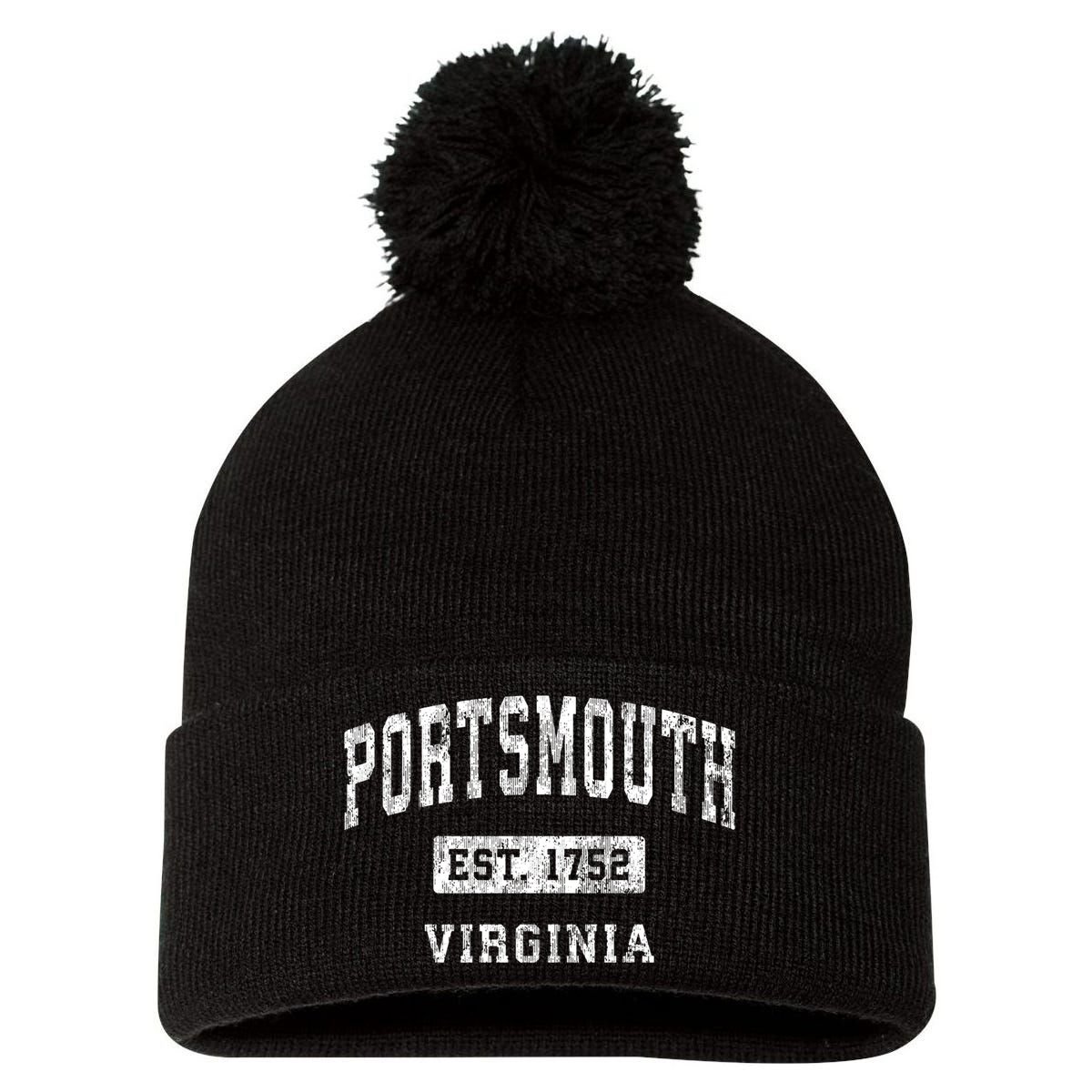 Portsmouth Virginia Va Vintage Established Sports Pom Pom 12in Knit Beanie