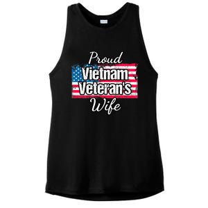 Proud Vietnam VeteranS Wife American Flag Military Spouse Gift Ladies PosiCharge Tri-Blend Wicking Tank