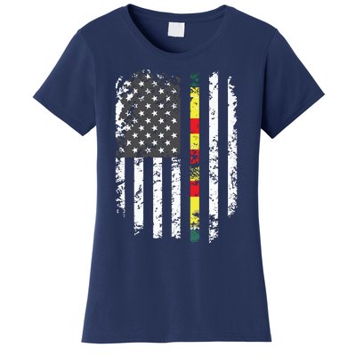 Proud Vietnam Veteran Us Flag Ribbon Father Gift Women's T-Shirt