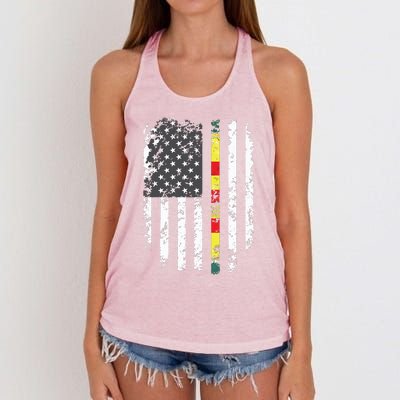 Proud Vietnam Veteran Us Flag Ribbon Father Gift Women's Knotted Racerback Tank