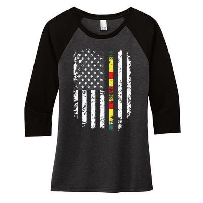 Proud Vietnam Veteran Us Flag Ribbon Father Gift Women's Tri-Blend 3/4-Sleeve Raglan Shirt