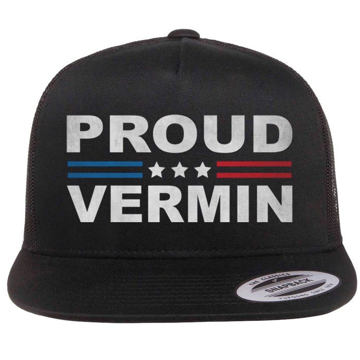 Proud Vermin Vintage Us Flag Flat Bill Trucker Hat