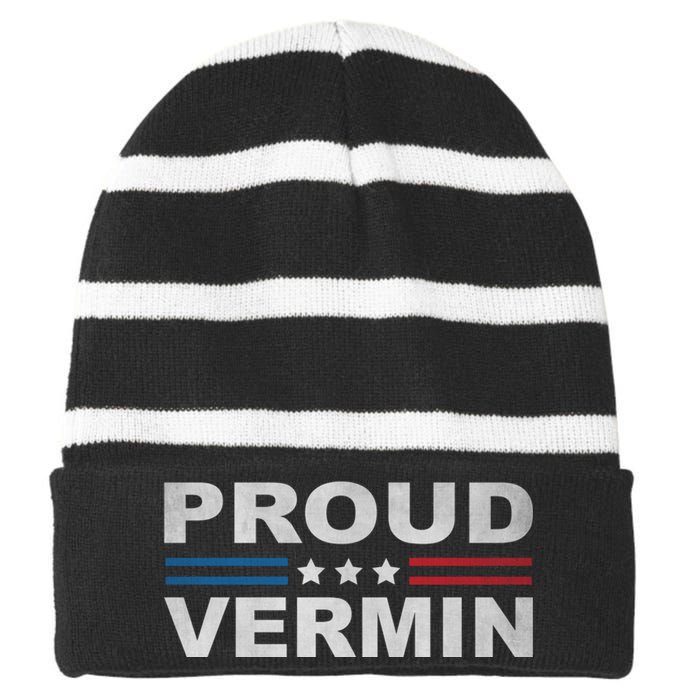 Proud Vermin Vintage Us Flag Striped Beanie with Solid Band