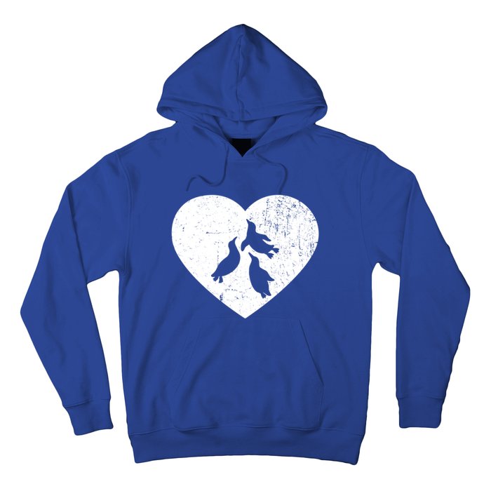 Penguin Vintage White Heart Animal Lover Valentines Day Gift Hoodie