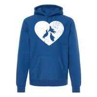 Penguin Vintage White Heart Animal Lover Valentines Day Gift Premium Hoodie