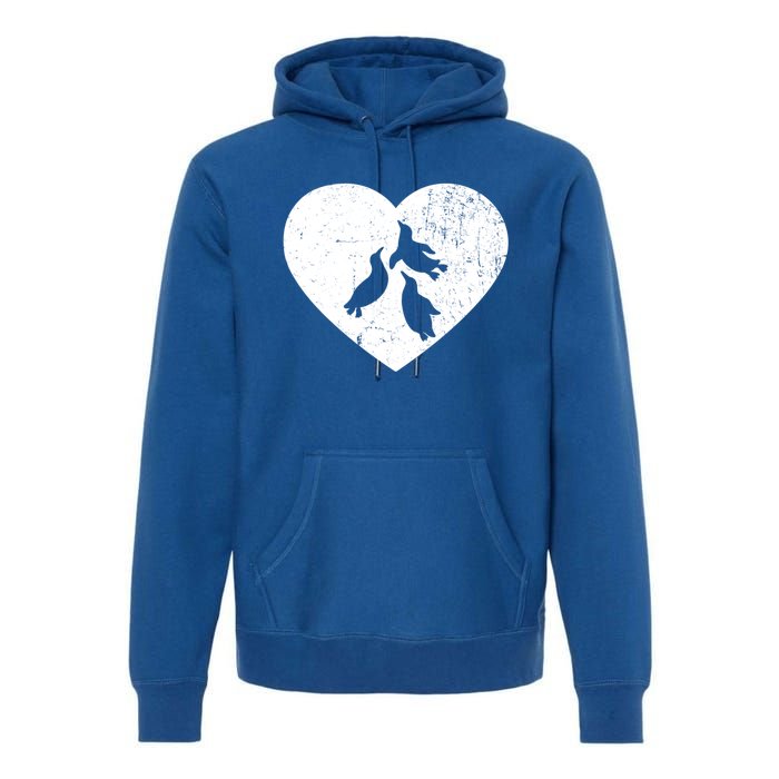 Penguin Vintage White Heart Animal Lover Valentines Day Gift Premium Hoodie