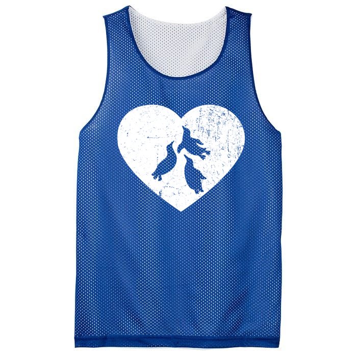 Penguin Vintage White Heart Animal Lover Valentines Day Gift Mesh Reversible Basketball Jersey Tank