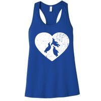 Penguin Vintage White Heart Animal Lover Valentines Day Gift Women's Racerback Tank