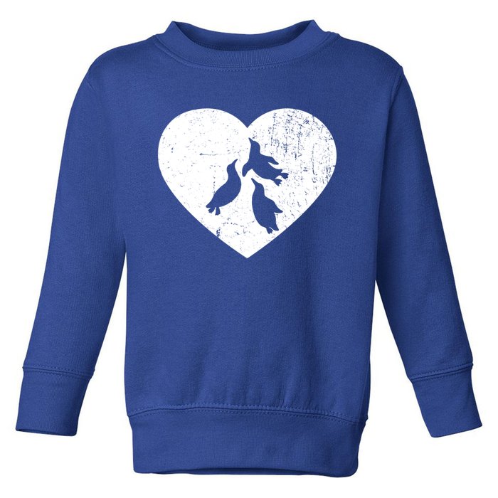 Penguin Vintage White Heart Animal Lover Valentines Day Gift Toddler Sweatshirt