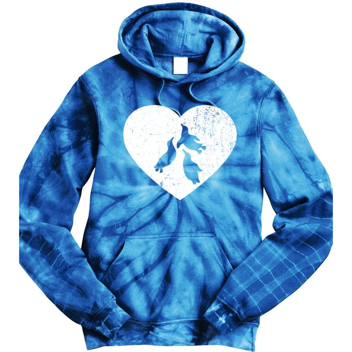 Penguin Vintage White Heart Animal Lover Valentines Day Gift Tie Dye Hoodie