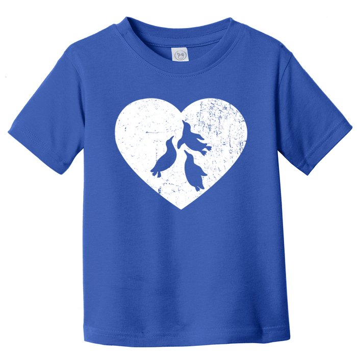 Penguin Vintage White Heart Animal Lover Valentines Day Gift Toddler T-Shirt