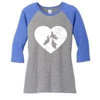 Penguin Vintage White Heart Animal Lover Valentines Day Gift Women's Tri-Blend 3/4-Sleeve Raglan Shirt