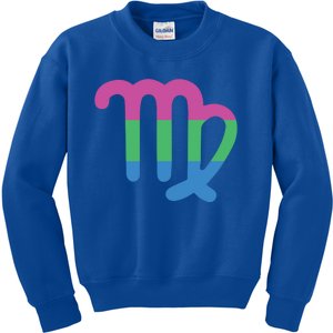 Polysexual Virgo Zodiac Sign Polysexual Pride Flag Gift Kids Sweatshirt