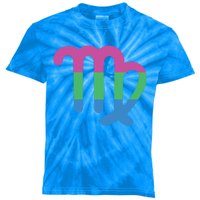 Polysexual Virgo Zodiac Sign Polysexual Pride Flag Gift Kids Tie-Dye T-Shirt