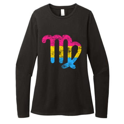 Pansexual Virgo Zodiac Sign Vintage Pansexual Pride Flag Gift Womens CVC Long Sleeve Shirt