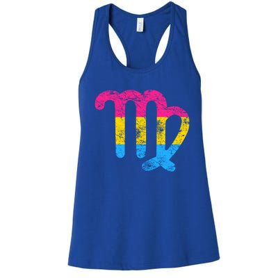 Pansexual Virgo Zodiac Sign Vintage Pansexual Pride Flag Gift Women's Racerback Tank