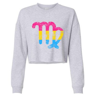 Pansexual Virgo Zodiac Sign Vintage Pansexual Pride Flag Gift Cropped Pullover Crew