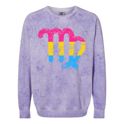 Pansexual Virgo Zodiac Sign Vintage Pansexual Pride Flag Meaningful Gift Colorblast Crewneck Sweatshirt