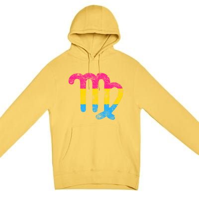 Pansexual Virgo Zodiac Sign Vintage Pansexual Pride Flag Meaningful Gift Premium Pullover Hoodie