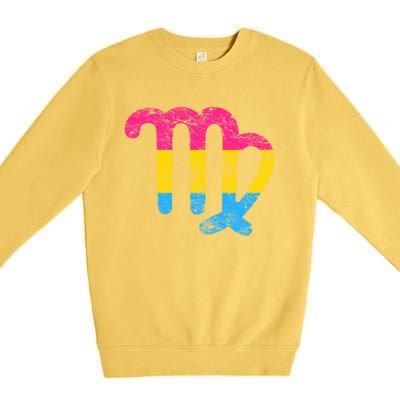 Pansexual Virgo Zodiac Sign Vintage Pansexual Pride Flag Meaningful Gift Premium Crewneck Sweatshirt